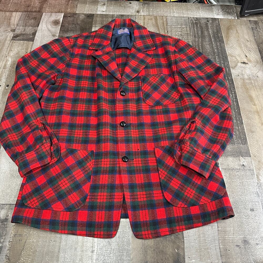 Vintage Pendleton Wool‎ Button Down Plaid Shirt Unlined Coat Size M